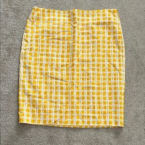 Talbots Yellow Checked Pencil Skirt